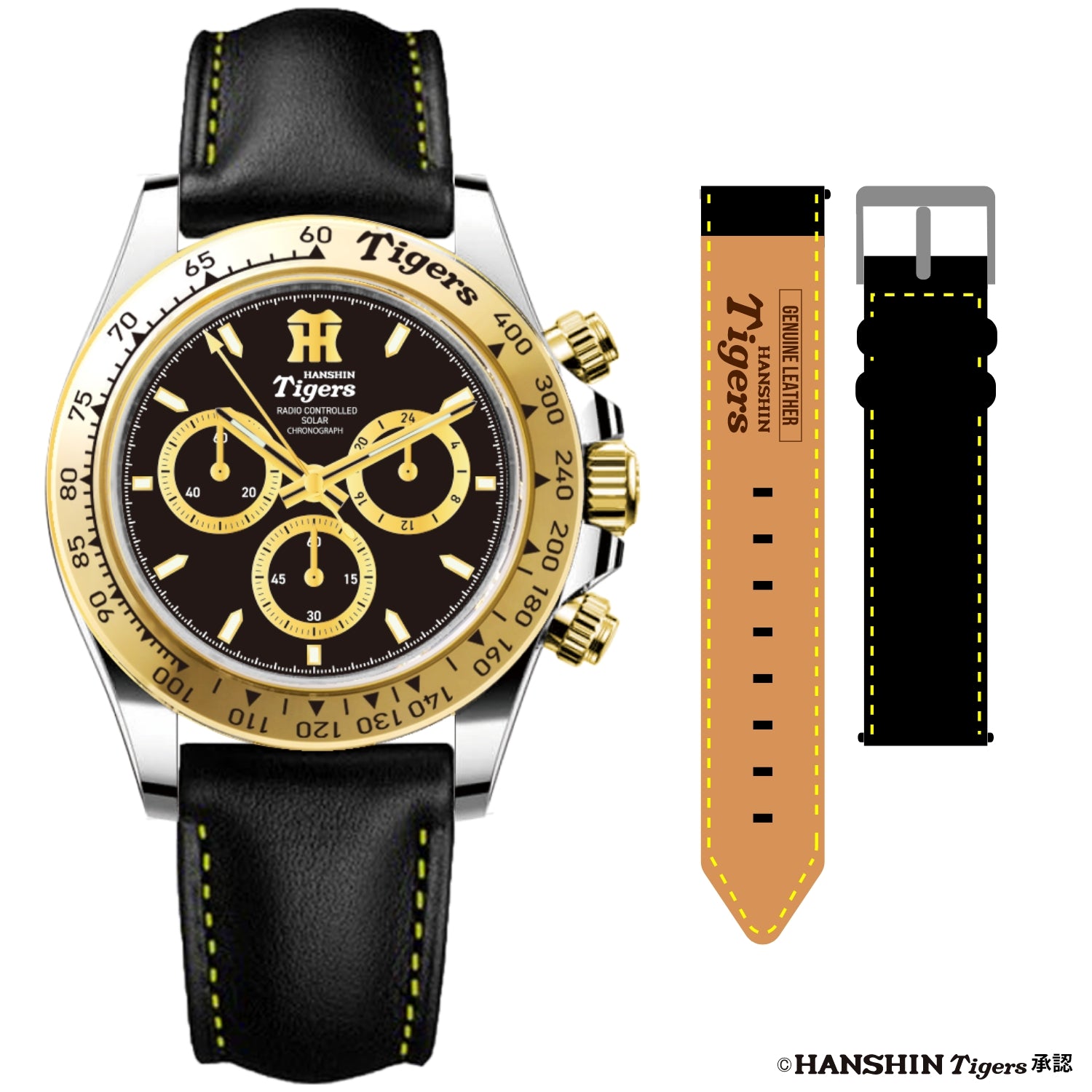 Hanshin Tigers Approved - 90th Anniversary of the Hanshin Tigers Baseball Team Radio Solar Chronograph