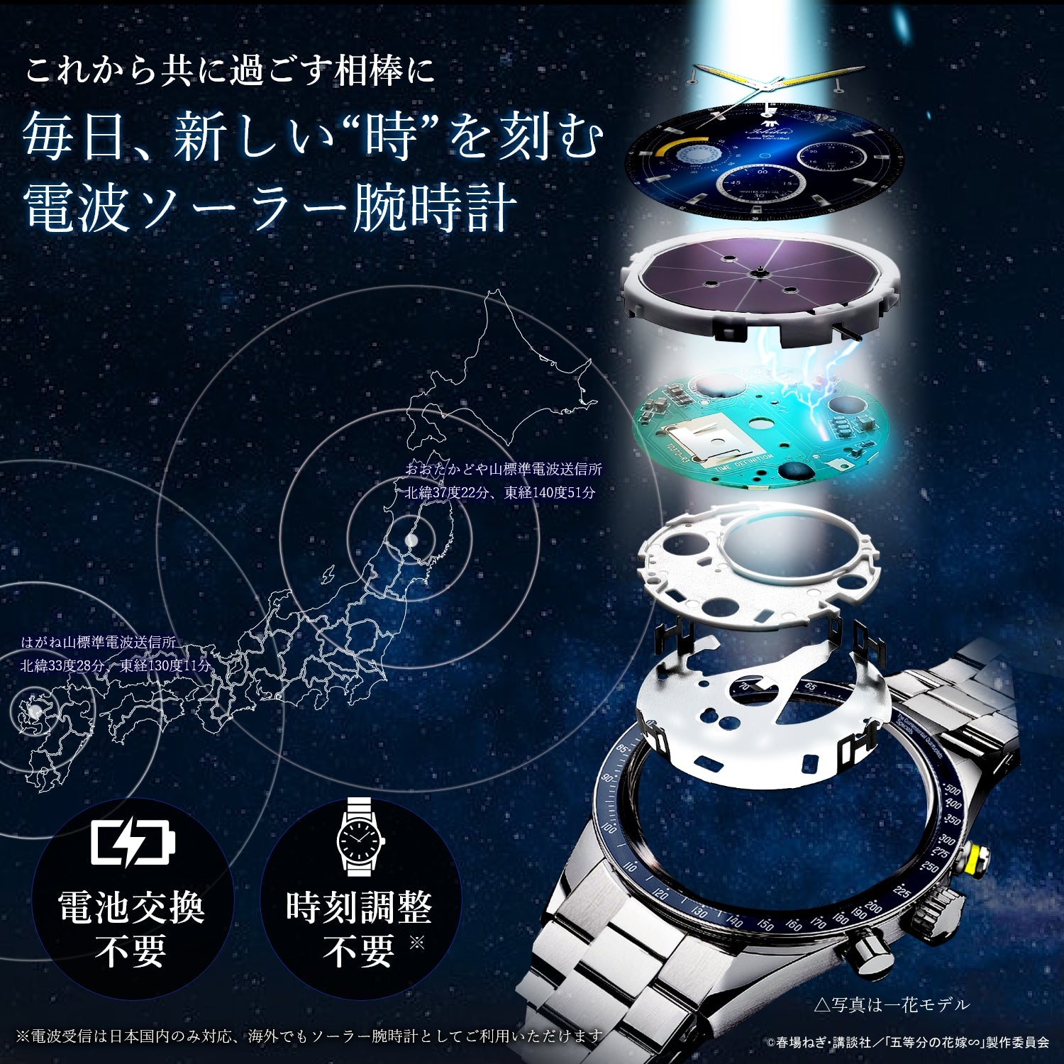 TV special anime“The Quintessential Quintuplets” Radio Solar Chronograph Winter Special model Change with belt| Itsuki Nakano