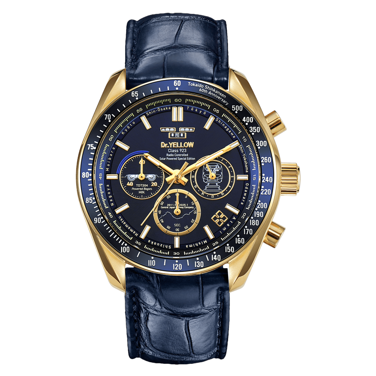 東海道新幹線開業60周年記念 923形ドクターイエローT4 電波ソーラー腕時計 YellowGold×Blue - 公式通販サイト「アニメコレクション/Anime Collection」