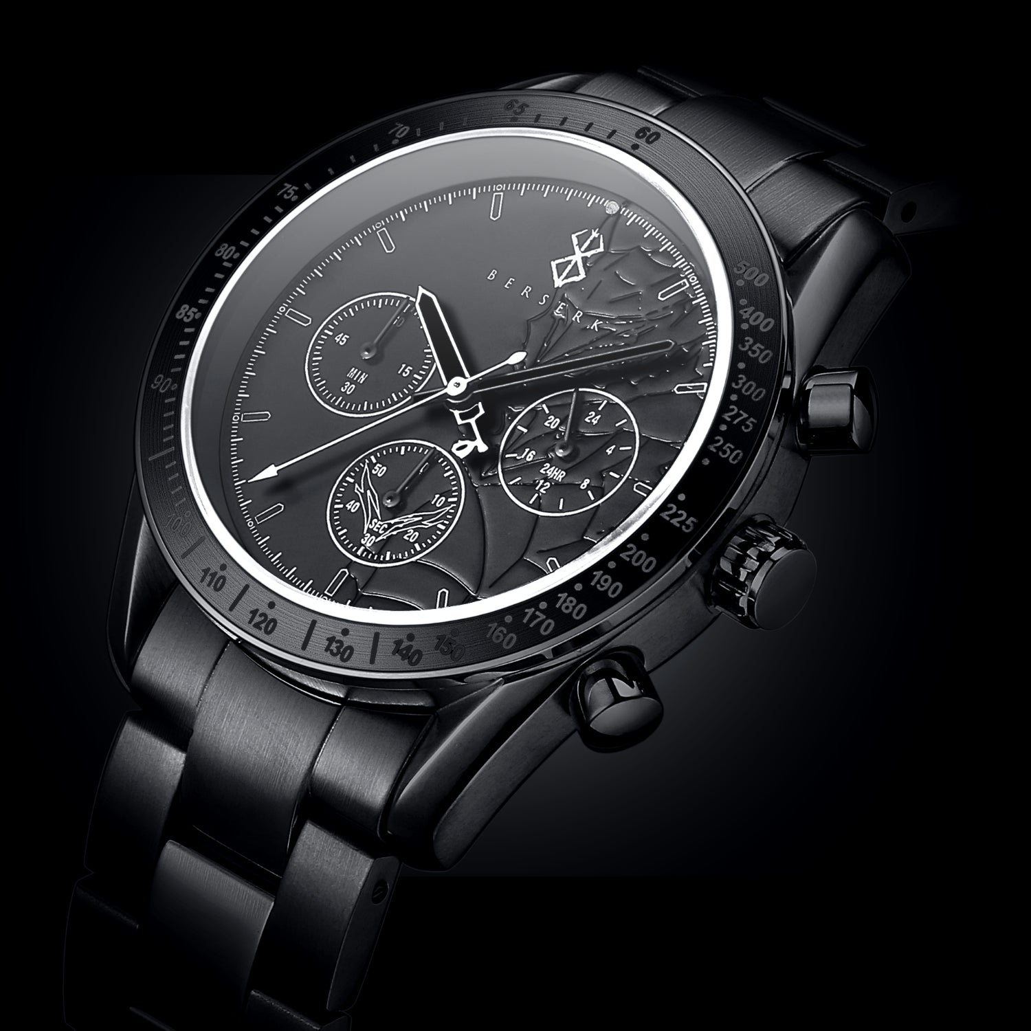"Berserk" Natural Diamond Chronograph Wristwatch / All Black