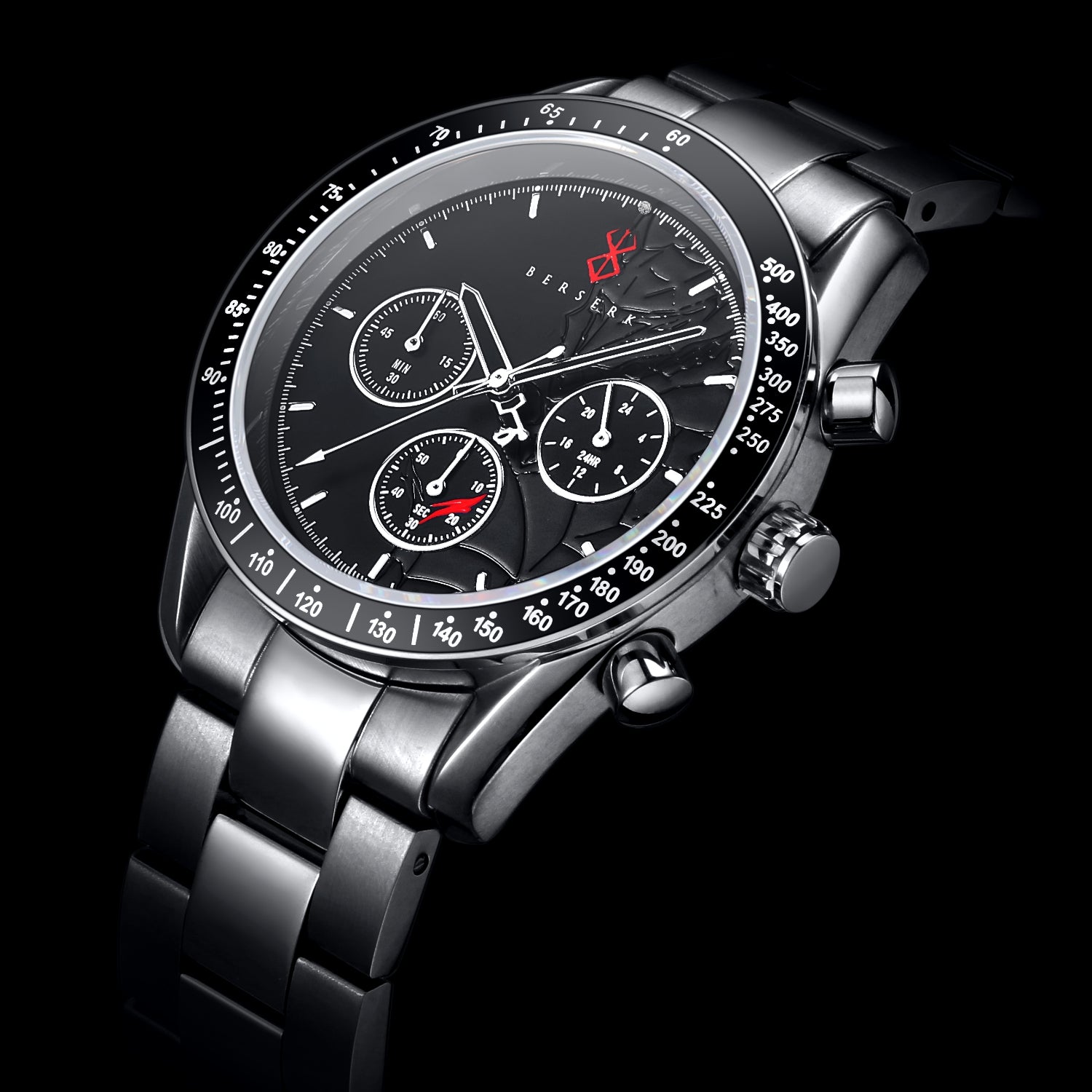 "Berserk" Natural Diamond Chronograph Wristwatch / Metallic Silver