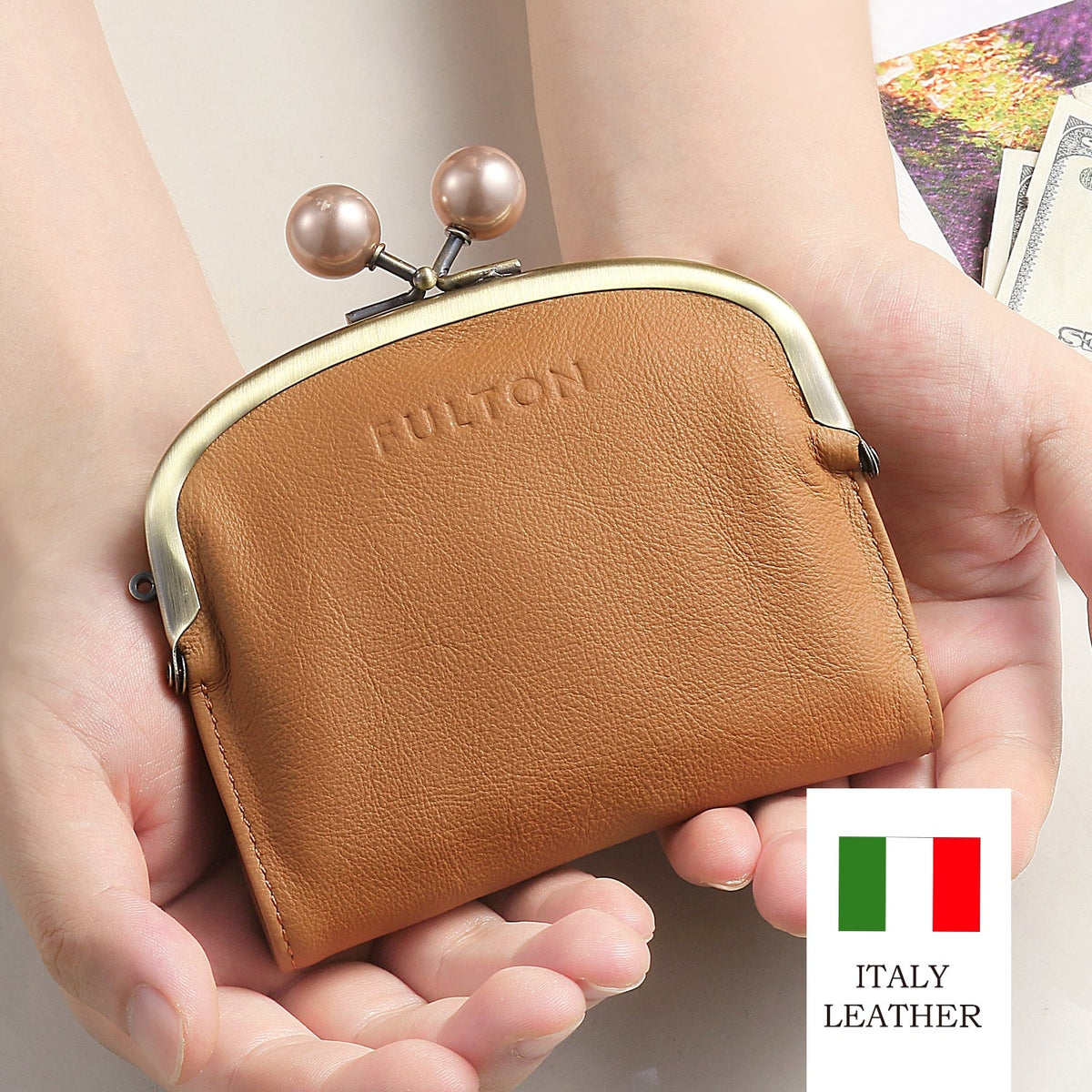 FULTON BASIC]イタリアンレザーがま口財布